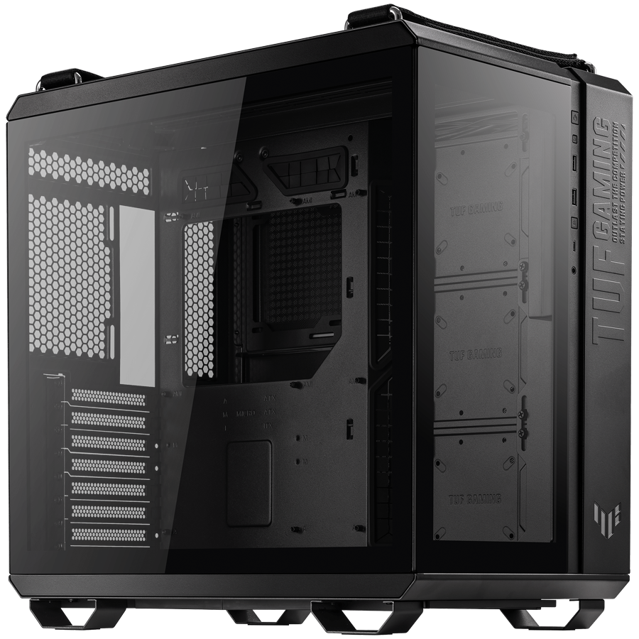 ASUS TUF Gaming GT502 PLUS ATX Gaming case Black, Dual Chamber Chassis, Panoramic View, Tempered Glass front and side panel, Tool-Free side panels, pre-installed 4 ARGB fans & fan hub, Front Panel High-Speed USB Type-C - product photo