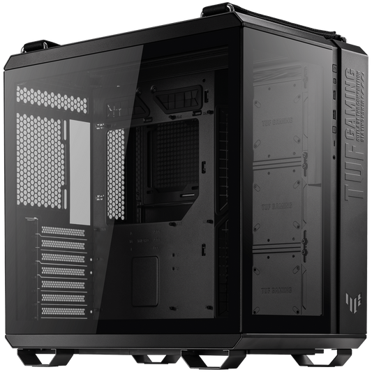 ASUS TUF Gaming GT502 PLUS ATX Gaming case Black, Dual Chamber Chassis, Panoramic View, Tempered Glass front and side panel, Tool-Free side panels, pre-installed 4 ARGB fans & fan hub, Front Panel High-Speed USB Type-C - product photo