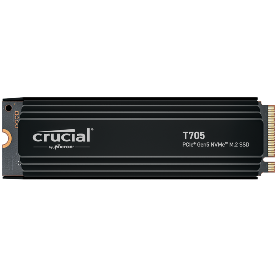 Crucial T705 2TB PCIe Gen5 NVMe M.2 SSD with heatsink