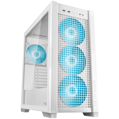 ASUS TUF Gaming GT302 ARGB ATX/EATX Gaming case White, Interchangeable side panels, Detachable top panel, Square-type mesh front panel, Four 140 x 28 mm ARGB fans, Hidden-connector motherboard support, Front Panel High-Speed USB Type-C - product photo