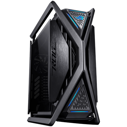 ASUS ROG Hyperion GR701 BTF Edition E-ATX Gaming case Black, motherboard hidden connectors design support, 420 mm dual radiator support, four 140 mm fans, metal GPU holder, component storage, ARGB fan hub, Aura Sync, 60W fast charging - product photo
