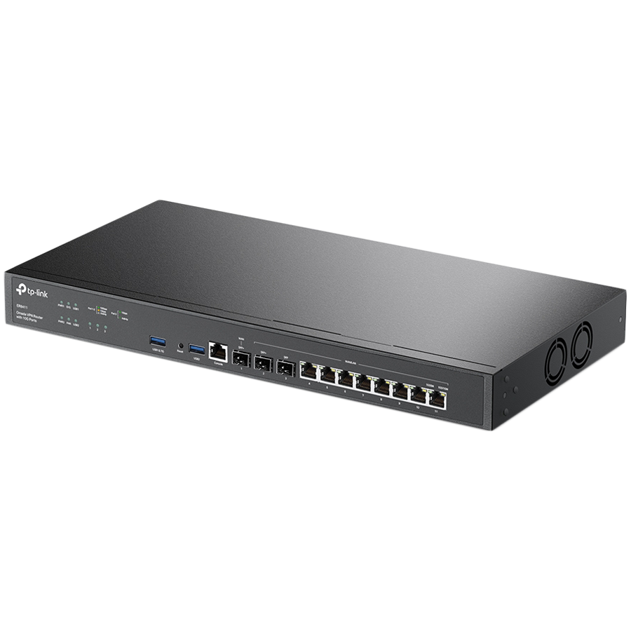 TP-Link ER8411 Omada VPN Router with 10G Ports, 1× 10G SFP+ WAN Port,1× 10G SFP+ WAN/LAN Port,1× Gigabit SFP WAN – view 2