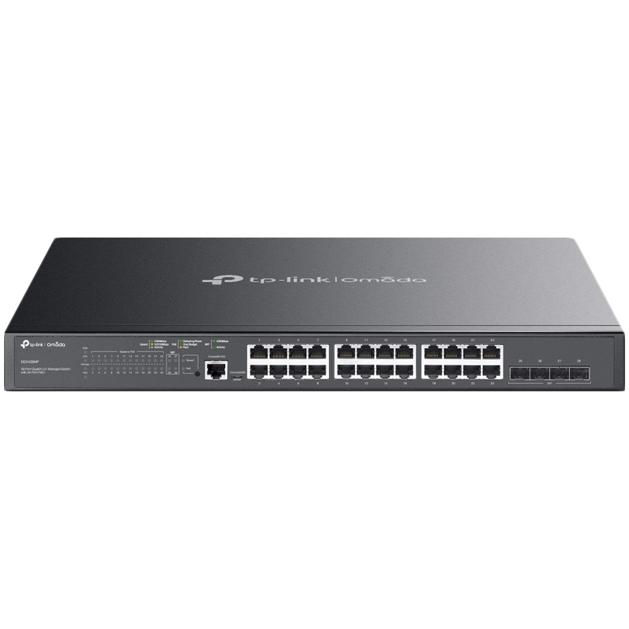 TP-Link SG3428MP Omada 28-Port Gigabit L2+ Managed Switch with 24× Gigabit 802.3af – product photo