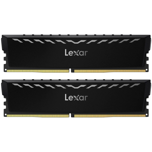 Lexar 2x8GB THOR DDR4 3600 UDIMM XMP Memory with Black heatsink. Dual pack – product image