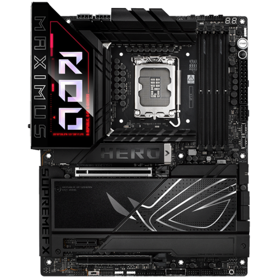 ASUS ROG MAXIMUS Z890 HERO LGA1851 ATX gaming MB - Intel Z890 4xDIMM DDR5 6xM.2 1xSlimSAS 4xSATA PCIe 5.0 5Gb + 2.5Gb Ethernet WiFi 7 + Bluetooth 1xHDMI 2xIntel Thunderbolt 4 ports (USB Type-C) with Aura Sync - image 2