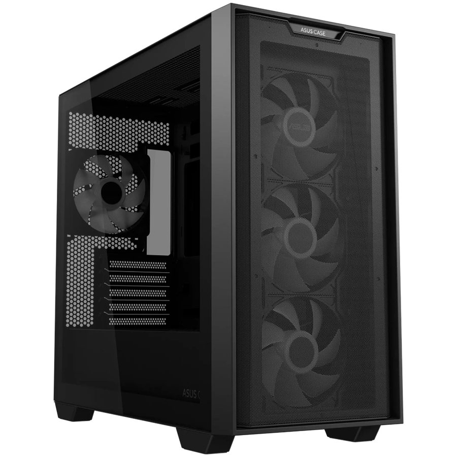 ASUS A21 PLUS Tempered Glass microATX case Black, support for hidden-connector motherboards, 360 mm radiators and 380 mm graphics cards, four pre-installed ARGB fans and clean cable management - image 2