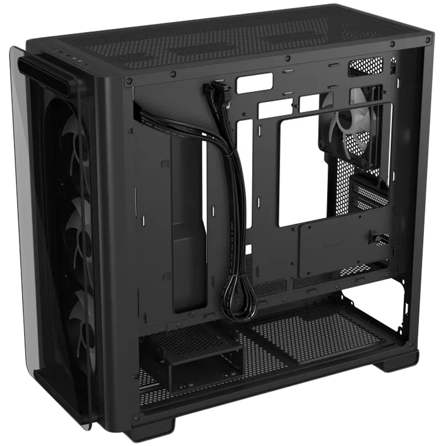 ASUS A23 PLUS Tempered Glass microATX case Black, support for hidden-connector motherboards, 360 mm radiators and 380 mm graphics cards, four pre-installed ARGB fans and clean cable management - image 3