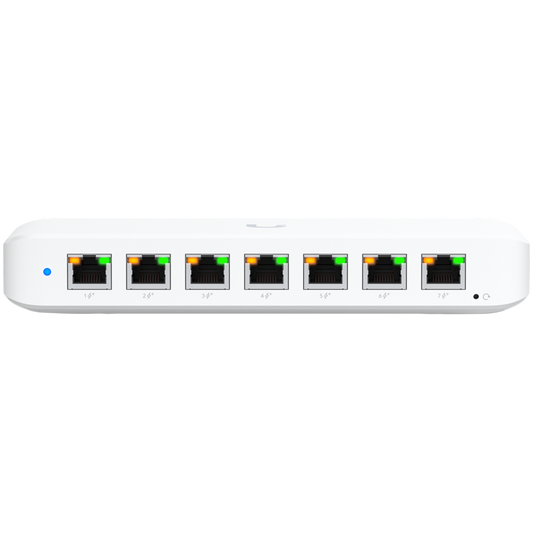 Ubiquiti USW-Ultra-210W-EU compact, Layer 2, 8-port GbE PoE switch with versatile mounting options, 7x GbE – product photo