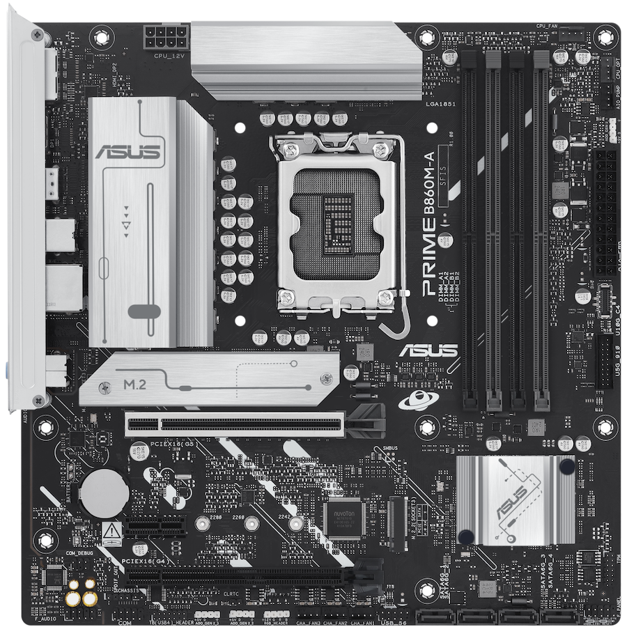 ASUS PRIME B860M-A-CSM LGA1851 mATX MB - Intel B860 4xDIMM DDR5 2xM.2 4xSATA PCIe 5.0 2.5Gb Ethernet 2xDisplayPort 1xHDMI with Aura Sync - image 2