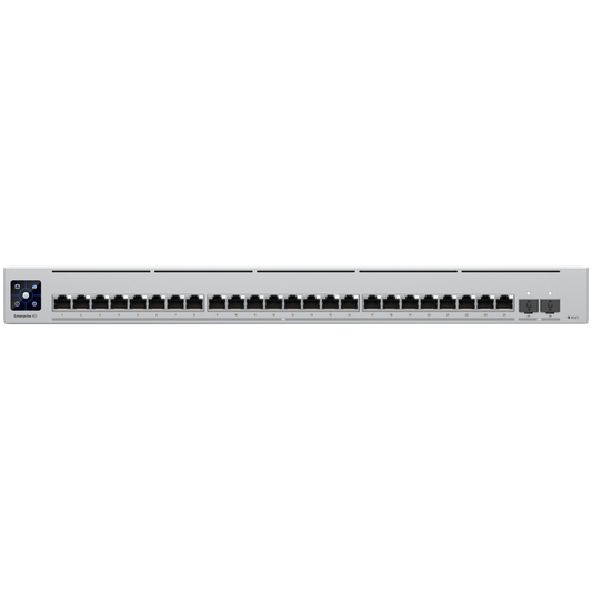 Ubiquiti Layer 3 switch with (24) 10GbE RJ45 ports and (2) 25G SFP28 ports – product photo