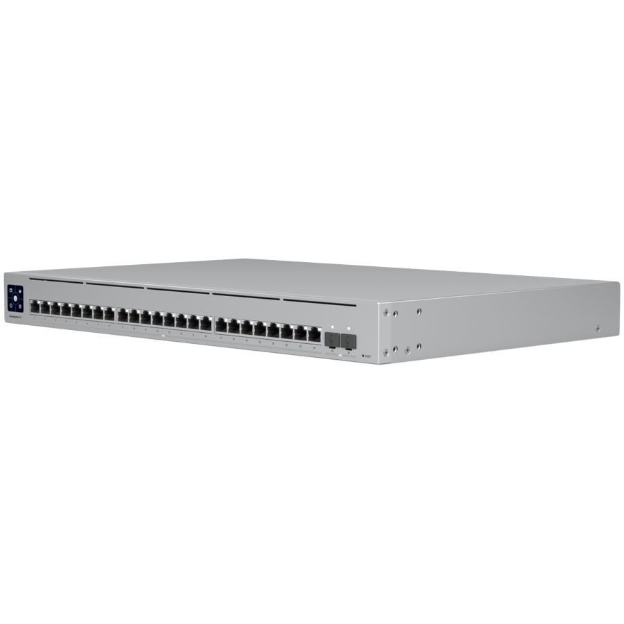 Ubiquiti Layer 3 switch with (24) 10GbE RJ45 ports and (2) 25G SFP28 ports – view 2