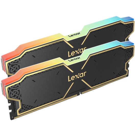 Lexar 32GB Kit (2x16GB) THOR DDR5 6000 CL38 1.3V Memory with heatsink and RGB lighting, Black Color, Dual pack – product image
