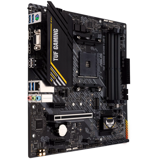 ASUS TUF GAMING A520M-PLUS II AM4 mATX MB - AMD A520 4xDIMM DDR4 1xM.2 4xSATA PCIe 3.0 1Gb Ethernet 1xD-SUB 1xDisplayPort 1xHDMI and AURA Addressable Gen 2 headers - product photo