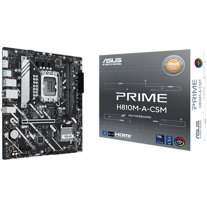 ASUS PRIME H810M-A-CSM LGA1851 mATX MB - Intel H810 2xDIMM DDR5 2xM.2 4xSATA PCIe 4.0 1Gb Ethernet 1xDisplayPort 1xHDMI with Aura Sync - product photo