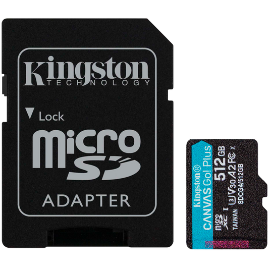 Kingston 512GB microSDXC Canvas Go Plus Gen4 200MB/s A2 U3 V30 Card + Adapter