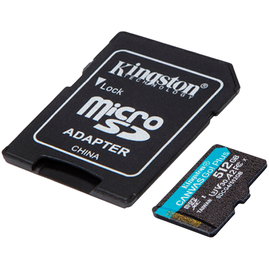 Kingston 512GB microSDXC Canvas Go Plus Gen4 200MB/s A2 U3 V30 Card + Adapter – alternate product view 2