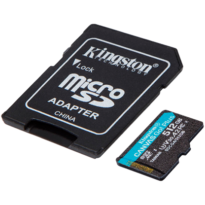 Kingston 512GB microSDXC Canvas Go Plus Gen4 200MB/s A2 U3 V30 Card + Adapter – alternate product view 2
