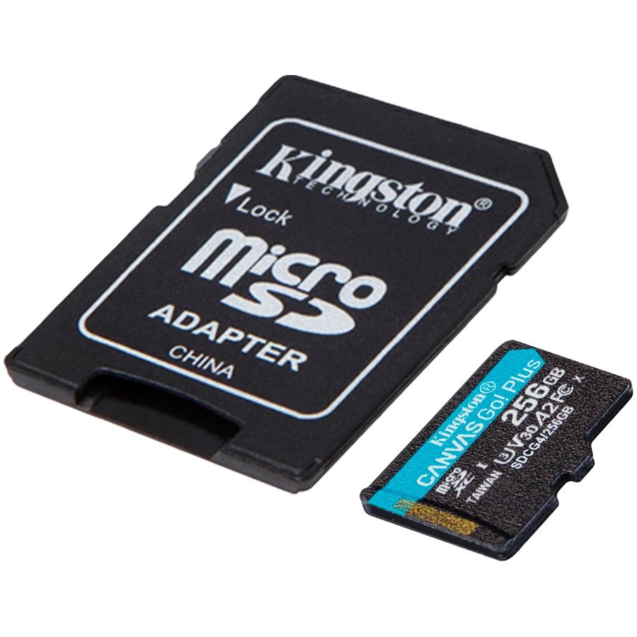 Kingston 256GB microSDXC Canvas Go Plus Gen4 200MB/s A2 U3 V30 Card + Adapter – alternate product view 2