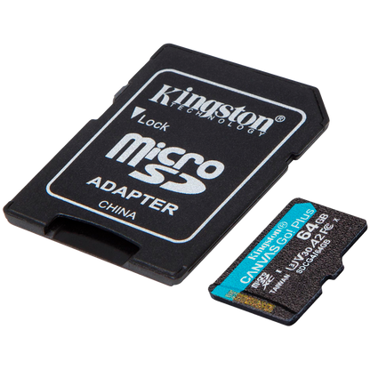 Kingston 64GB microSDXC Canvas Go Plus Gen4 200MB/s A2 U3 V30 Card + Adapter – alternate product view 2