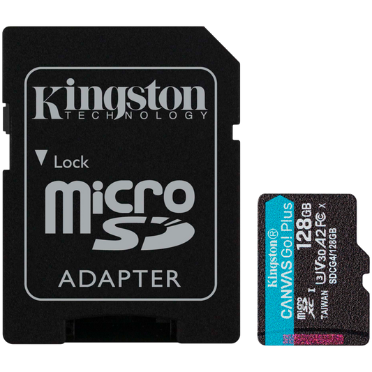 Kingston 128GB microSDXC Canvas Go Plus Gen4 200MB/s A2 U3 V30 Card + Adapter