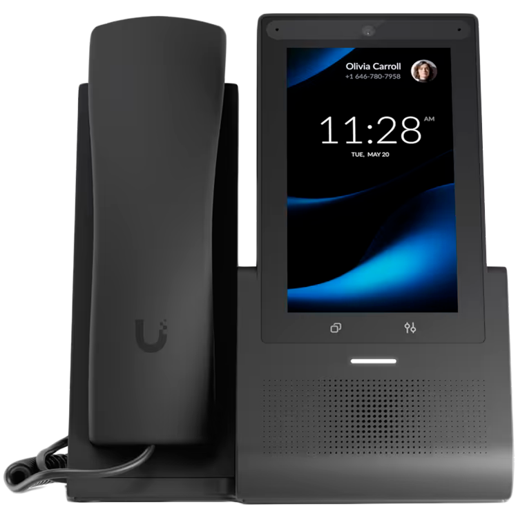 Ubiquiti UniFi UTP-G3-Touch-Pro desktop smartphone for UniFi Talk, featuring a 5inch touch display and seamless integration with UniFi applications - product photo