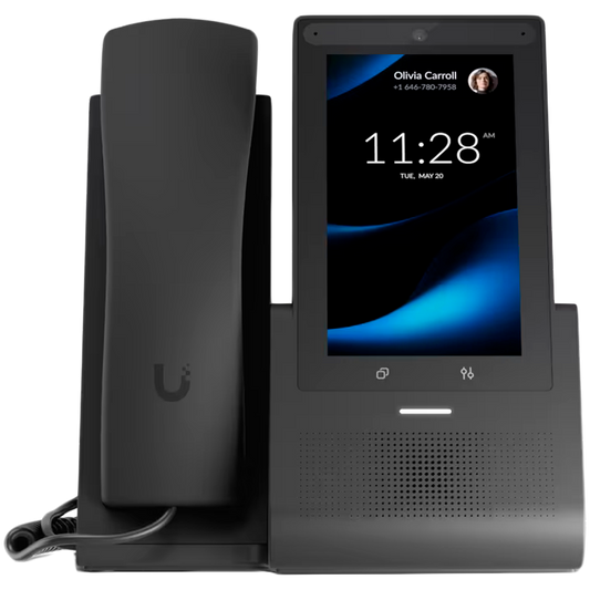 Ubiquiti UniFi UTP-G3-Touch-Pro desktop smartphone for UniFi Talk, featuring a 5inch touch display and seamless integration with UniFi applications - product photo