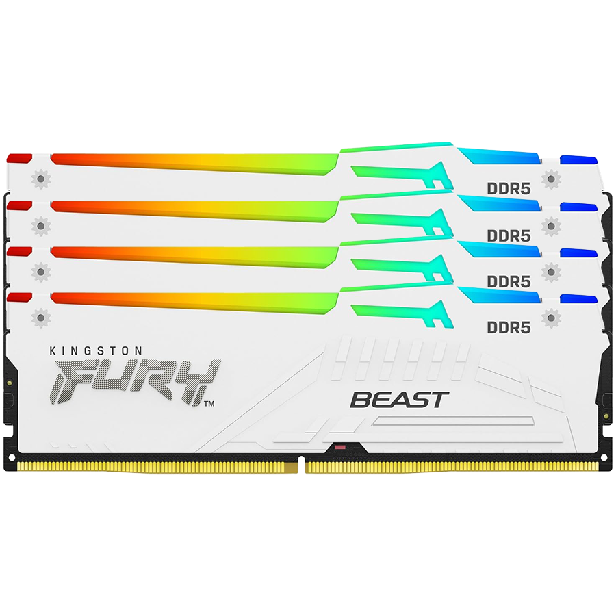 Kingston 128GB 5600MT/s DDR5 CL40 DIMM (Kit of 4) FURY Beast White RGB XMP