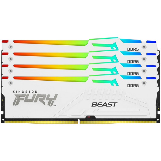 Kingston 128GB 5600MT/s DDR5 CL40 DIMM (Kit of 4) FURY Beast White RGB XMP