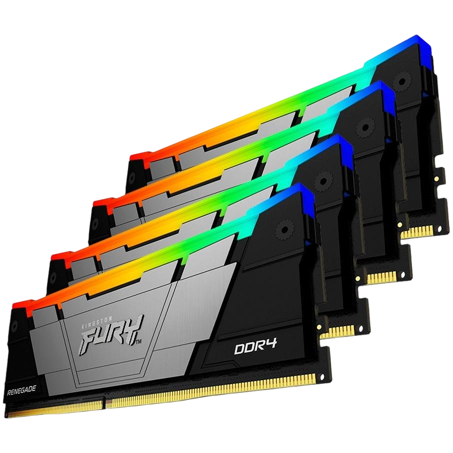 Kingston 64GB 3200MT/s DDR4 CL16 DIMM (Kit of 4) 1Gx8 FURY Renegade RGB