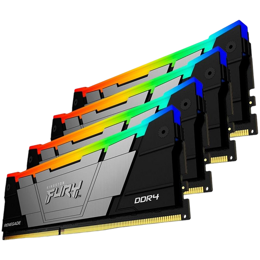 Kingston 64GB 3200MT/s DDR4 CL16 DIMM (Kit of 4) 1Gx8 FURY Renegade RGB