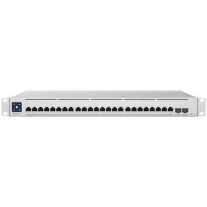 Ubiquiti Layer 3 switch with (24) 10GbE RJ45 ports and (2) 25G SFP28 ports – product photo