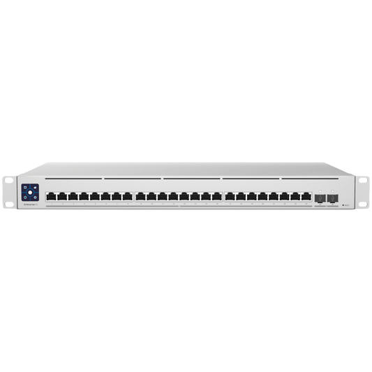 Ubiquiti Layer 3 switch with (24) 10GbE RJ45 ports and (2) 25G SFP28 ports – product photo