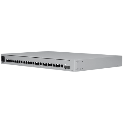 Ubiquiti Layer 3 switch with (24) 10GbE RJ45 ports and (2) 25G SFP28 ports – view 2