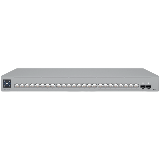 Ubiquiti 24-port, Layer 3 Etherlighting switch with 2.5 GbE, 8x 2.5 GbE RJ45 ports, 16x GbE RJ45 ports, 2x – product photo