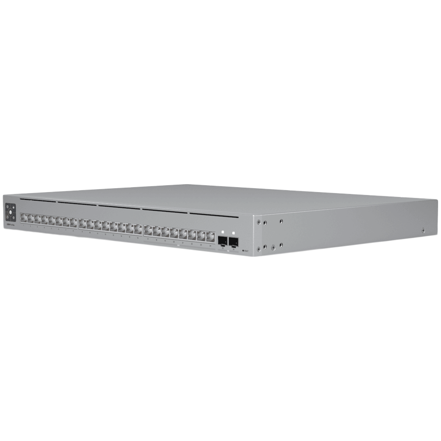 Ubiquiti 24-port, Layer 3 Etherlighting switch with 2.5 GbE, 8x 2.5 GbE RJ45 ports, 16x GbE RJ45 ports, 2x 10G SFP+ – view 2