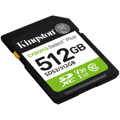 KINGSTON 512GB SDXC Canvas Select Plus Gen3 150MB/s C10 UHS-I U3 V30 – alternate product view 2