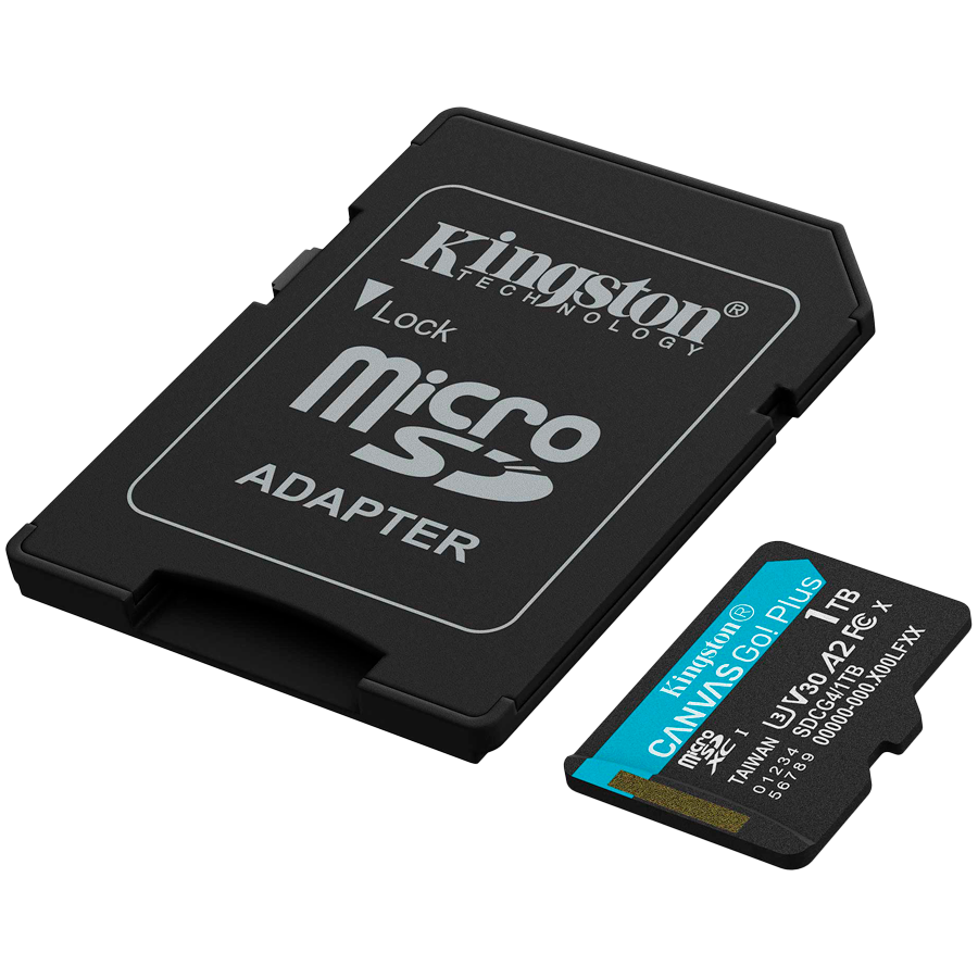Kingston 1TB microSDXC Canvas Go Plus Gen4 200MB/s A2 U3 V30 Card + Adapter – alternate product view 2