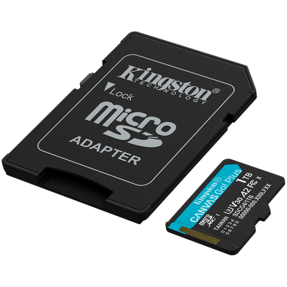 Kingston 1TB microSDXC Canvas Go Plus Gen4 200MB/s A2 U3 V30 Card + Adapter – alternate product view 2