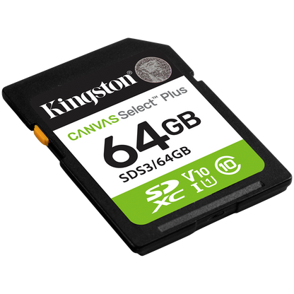 Kingston 64GB SDXC Canvas Select Plus Gen3 100MB/s C10 UHS-I U1 V10 – alternate product view 2