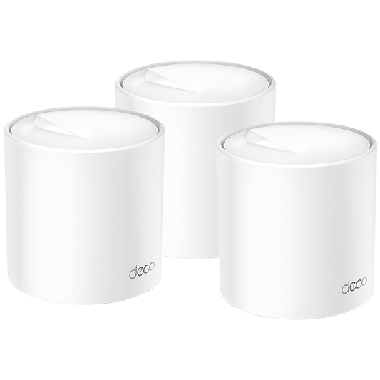 TP-Link Deco X50(3-pack) AX3000 Whole Home Mesh Wi-Fi 6 System, 574 Mbps at 2.4 GHz + 2402 Mbps at 5 GHz, 2× – product photo