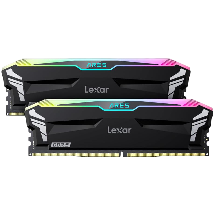 Lexar Ares 32GB DDR5 6800MHz (2x16GB KIT) CL34 DIMM, 1.4V, heatsink, RGB, Black – product image