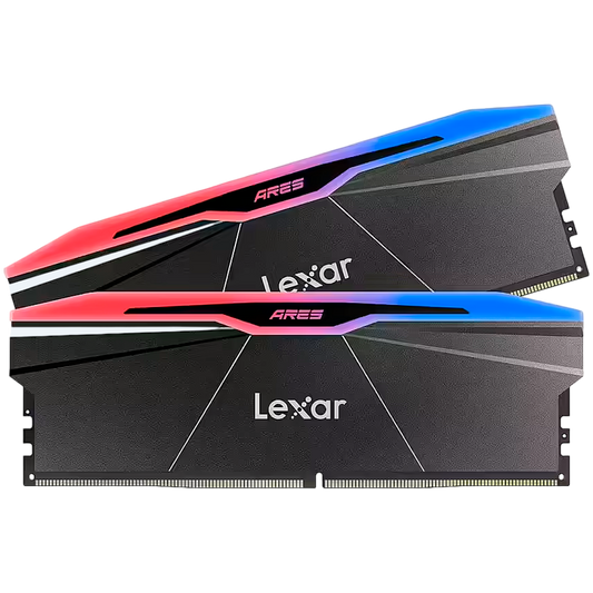 Lexar Ares 2nd Gen 32GB DDR5 6000MHz (2x16GB KIT) CL28 DIMM, 1.35V, heatsink, RGB, Black – product image