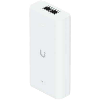Ubiquiti UniFi 10G PoE+++ Adapter (90W), can power UniFi PoE+++ devices, reduce dependency on PoE switch power, and provide a Multi-Gigabit LAN connection, Contains RJ45 data input, AC cable with earth ground, and PoE+++ output - product photo