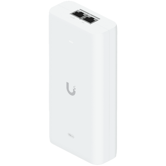 Ubiquiti UniFi 10G PoE+++ Adapter (90W), can power UniFi PoE+++ devices, reduce dependency on PoE switch power, and provide a Multi-Gigabit LAN connection, Contains RJ45 data input, AC cable with earth ground, and PoE+++ output - product photo