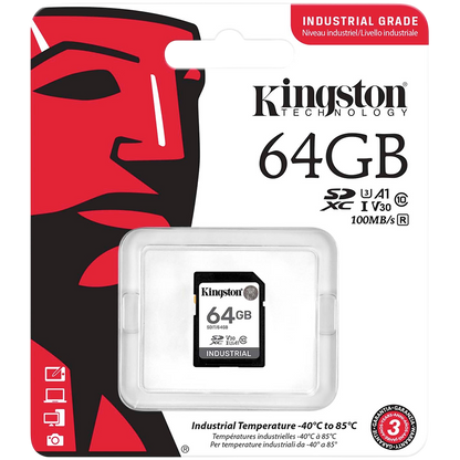 Kingston 64GB SDXC Industrial -40C to 85C C10 UHS-I U3 V30 A1 pSLC – alternate product view 3