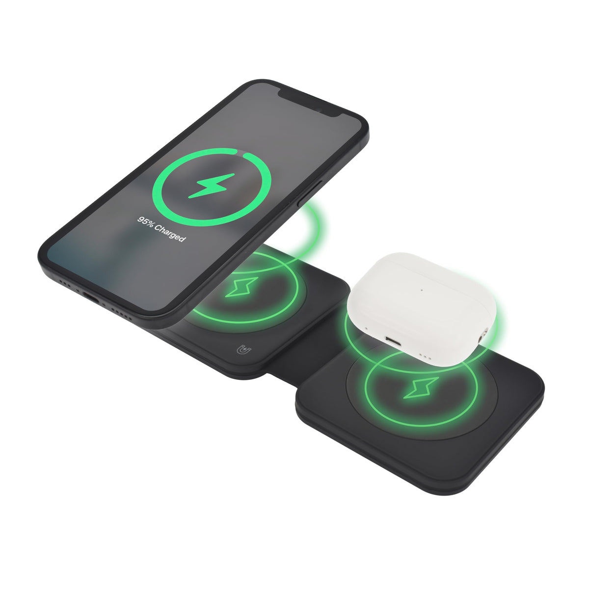 Dviced 2-in-1 Foldable Magnetic Wireless Charger — Black – product photo