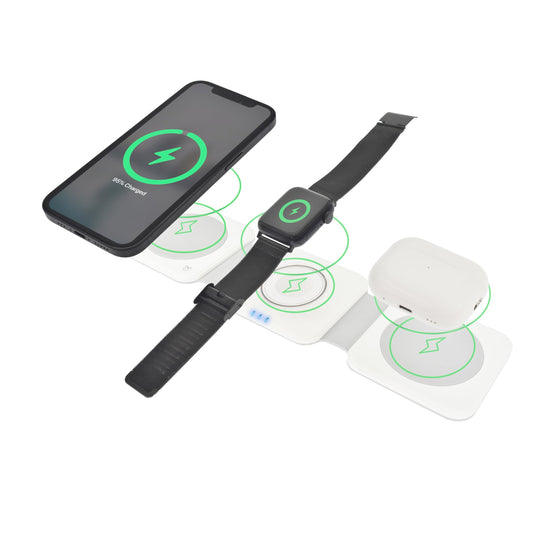 Dviced 3-in-1 Foldable Magnetic Wireless Charger — White – product photo