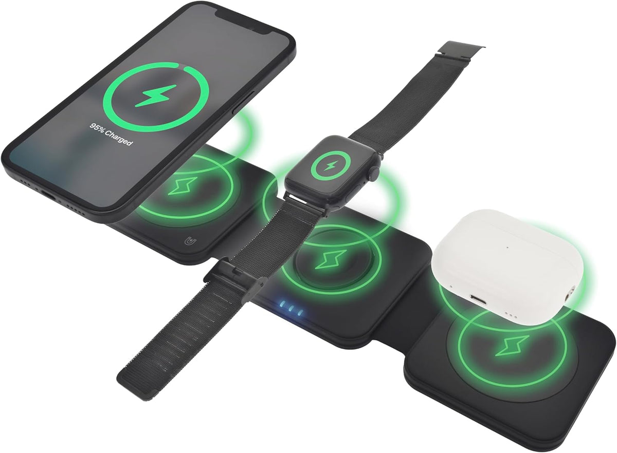 Dviced 3-in-1 Foldable Magnetic Wireless Charger — Black – view 2