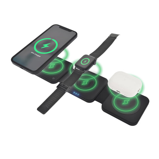 Dviced 3-in-1 Foldable Magnetic Wireless Charger — Black – product photo