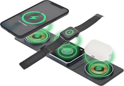 Dviced 3-in-1 Foldable Magnetic Wireless Charger — Black/Copper – view 3